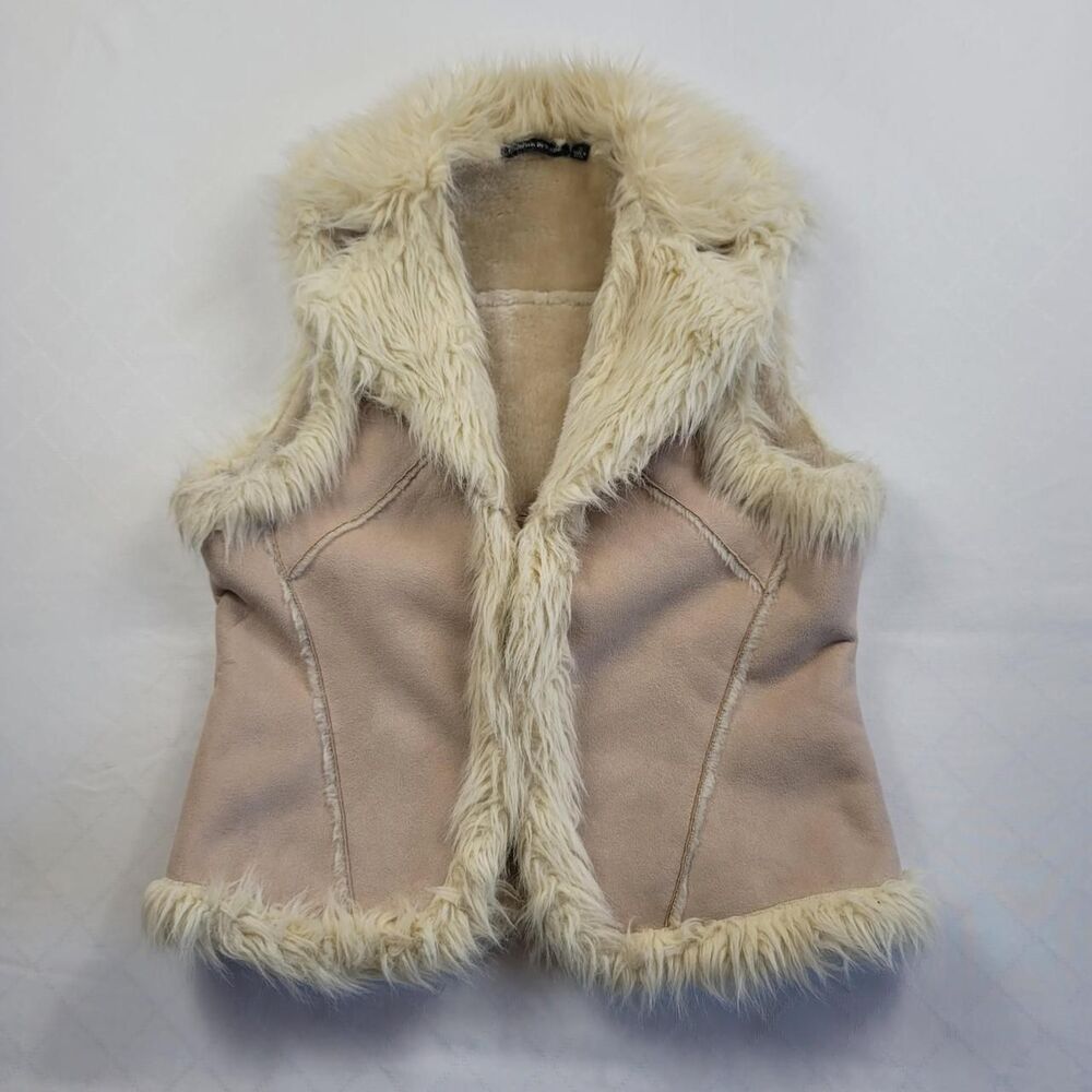 Essentials by Milano Faux Suede Faux Fur Gilet Vest Women S Penny Lane Tan Cozy